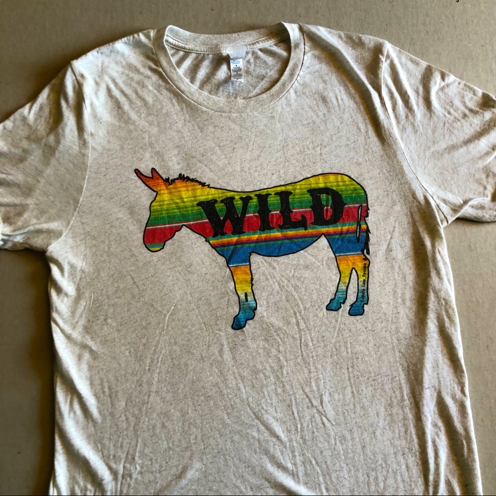 Bella canvas Wild Donkey T shirt Heather Gray White Size Medium Blue Green Red.